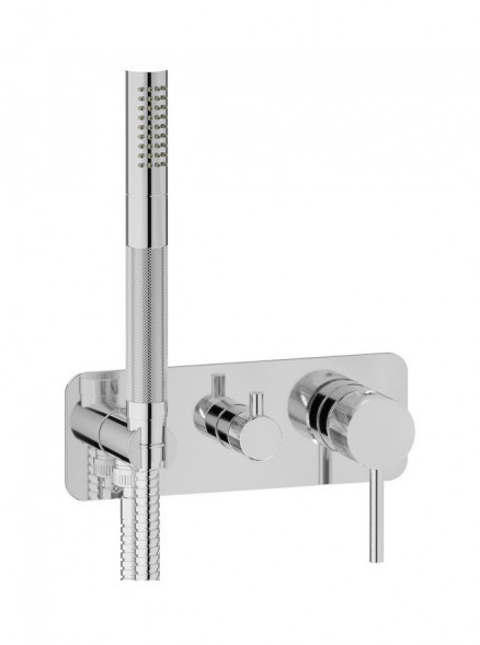 Внешняя часть настенного встраиваемого смесителя с переключателем на 3 потребителя и ручным душем IBRUBINETTI INDUSTRIA ID314