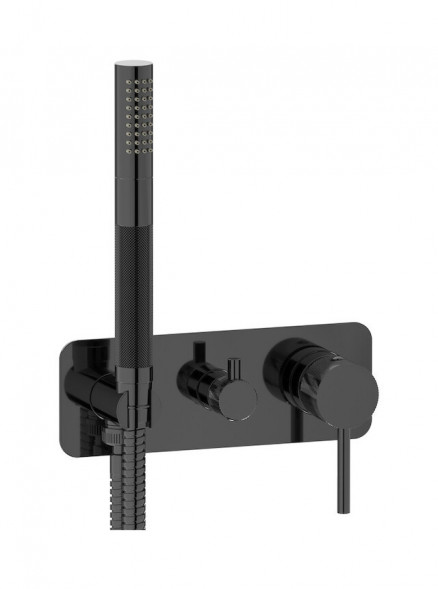 Внешняя часть настенного встраиваемого смесителя с переключателем на 3 потребителя и ручным душем IBRUBINETTI INDUSTRIA ID314