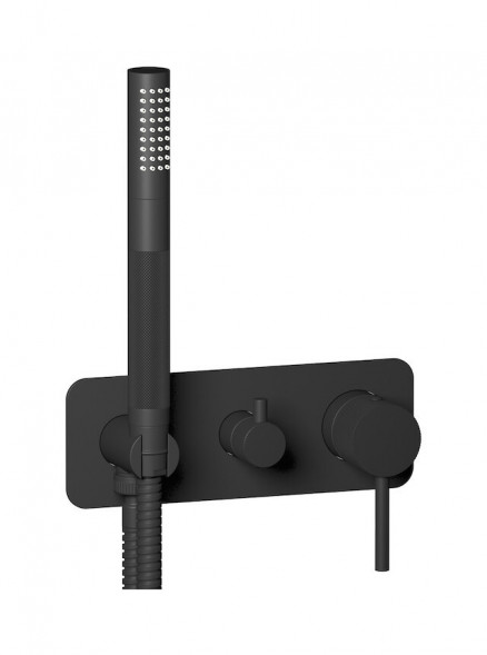 Внешняя часть настенного встраиваемого смесителя с переключателем на 3 потребителя и ручным душем IBRUBINETTI INDUSTRIA ID314