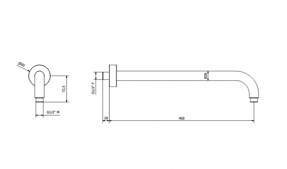 Кронштейн для верхнего душа IBRIBINETTI INDUSTRIA ID 050