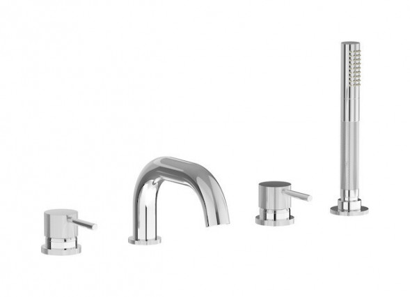 Смеситель на борт ванны на 4 отверстия с дивертором с изливом и ручным душем IBRUBINETTI INDUSTRIA ID396