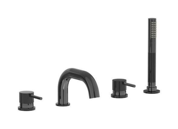 Смеситель на борт ванны на 4 отверстия с дивертором с изливом и ручным душем IBRUBINETTI INDUSTRIA ID396