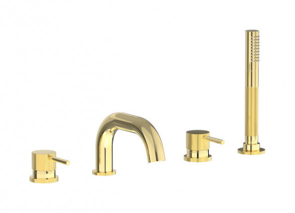 Смеситель на борт ванны на 4 отверстия с дивертором с изливом и ручным душем IBRUBINETTI INDUSTRIA ID396