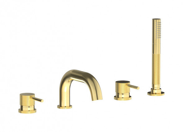 Смеситель на борт ванны на 4 отверстия с дивертором с изливом и ручным душем IBRUBINETTI INDUSTRIA ID396