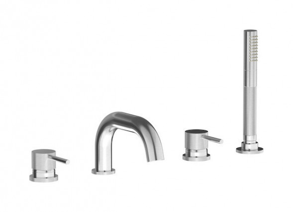 Смеситель на борт ванны на 4 отверстия с дивертором с изливом и ручным душем IBRUBINETTI INDUSTRIA ID396