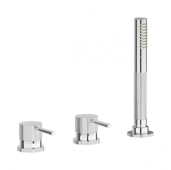 Смеситель на бортик ванной на 3 отверстия c дивертором и ручным душем с наполнением через слив-перелив IBRUBINETTI INDUSTRIA ID397